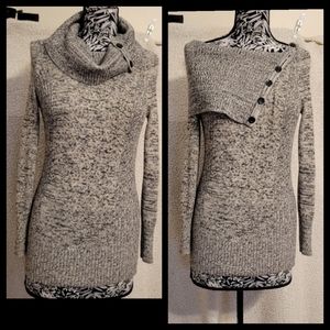 Cache cotton wool blend cowl/off shoulder sweater